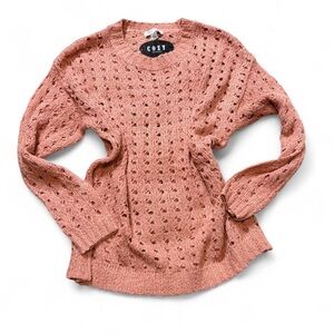 ‎Open Knit Crewneck Sweater